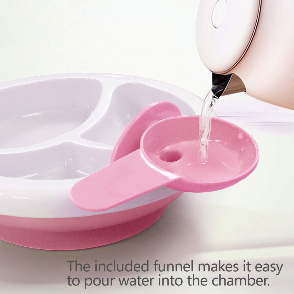 Matyz Baby Feeding Suction Warm Plate With Draining And Drying Design - Stay Put Divided Plate For Kids - Including 1 Toddler Pl