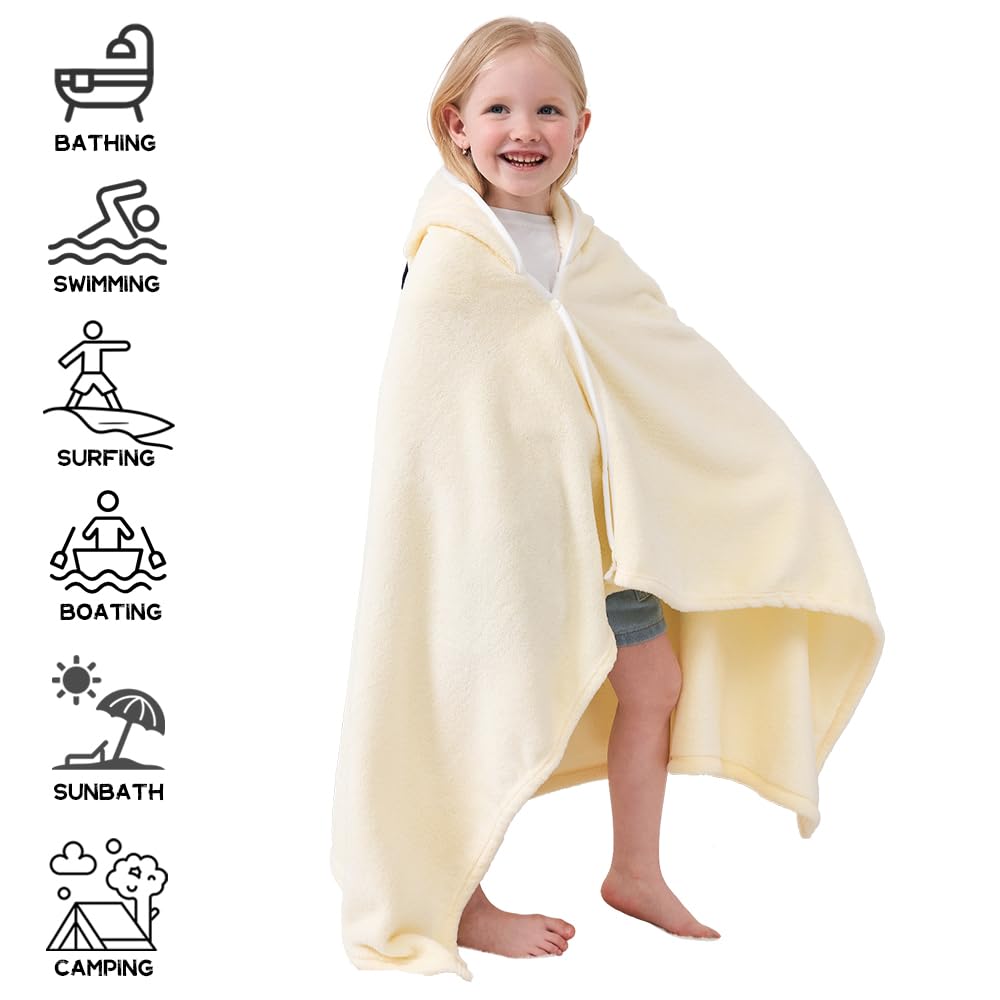 Hiturbo Kids Animal Hooded Towel: Soft Plush Fleece Blanket - 50'X30' Swim Cover Up - Pool Beach Bath Towel Wrap For 3-12 Yrs