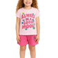 Todd N Teen Girls Set of Cotton Graphic Printed Tshirt Shorts Regular Fit Pink(1218 Months)