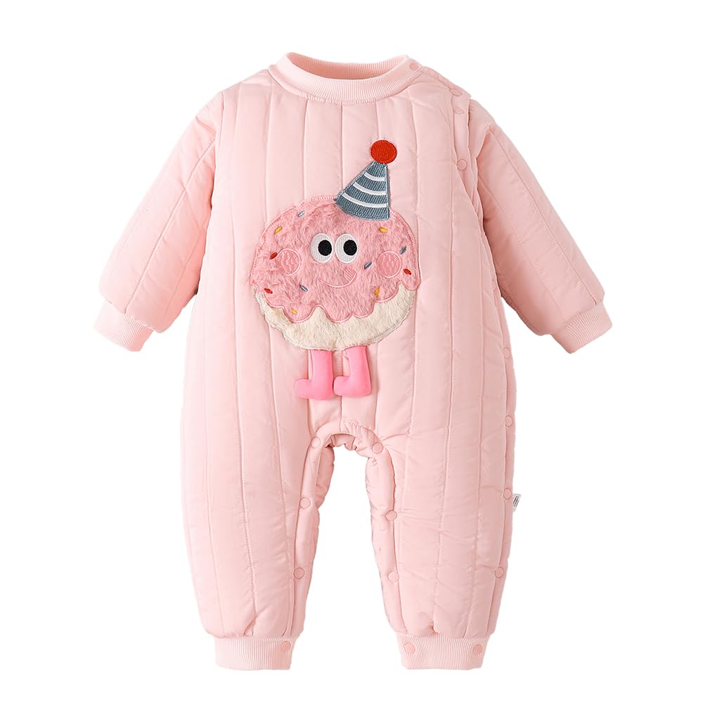 Hopscotch Girls Pink Full Sleeves Donut Applique Bodysuit For Age (1218 Months)