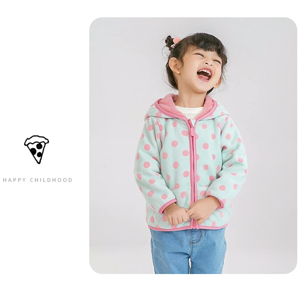 Feidoog Toddler Polar Fleece Jacket Hooded Baby Boys Girls Autumn Winter Long Sleeve Thick Warm Outerwear,Dot,3-4T
