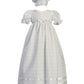 Swea Pea & Lilli Long Cotton Embroidered Christening Baptism Gown - Size M (6-12 Months) White