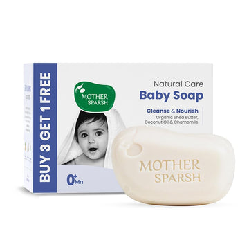Mother Sparsh Natural Care Baby Soap-75G X 4 | Buy 3 Get 1 Free | Soap For Babies With Chamomile, Shea Butter & Coconut Oil | Ge