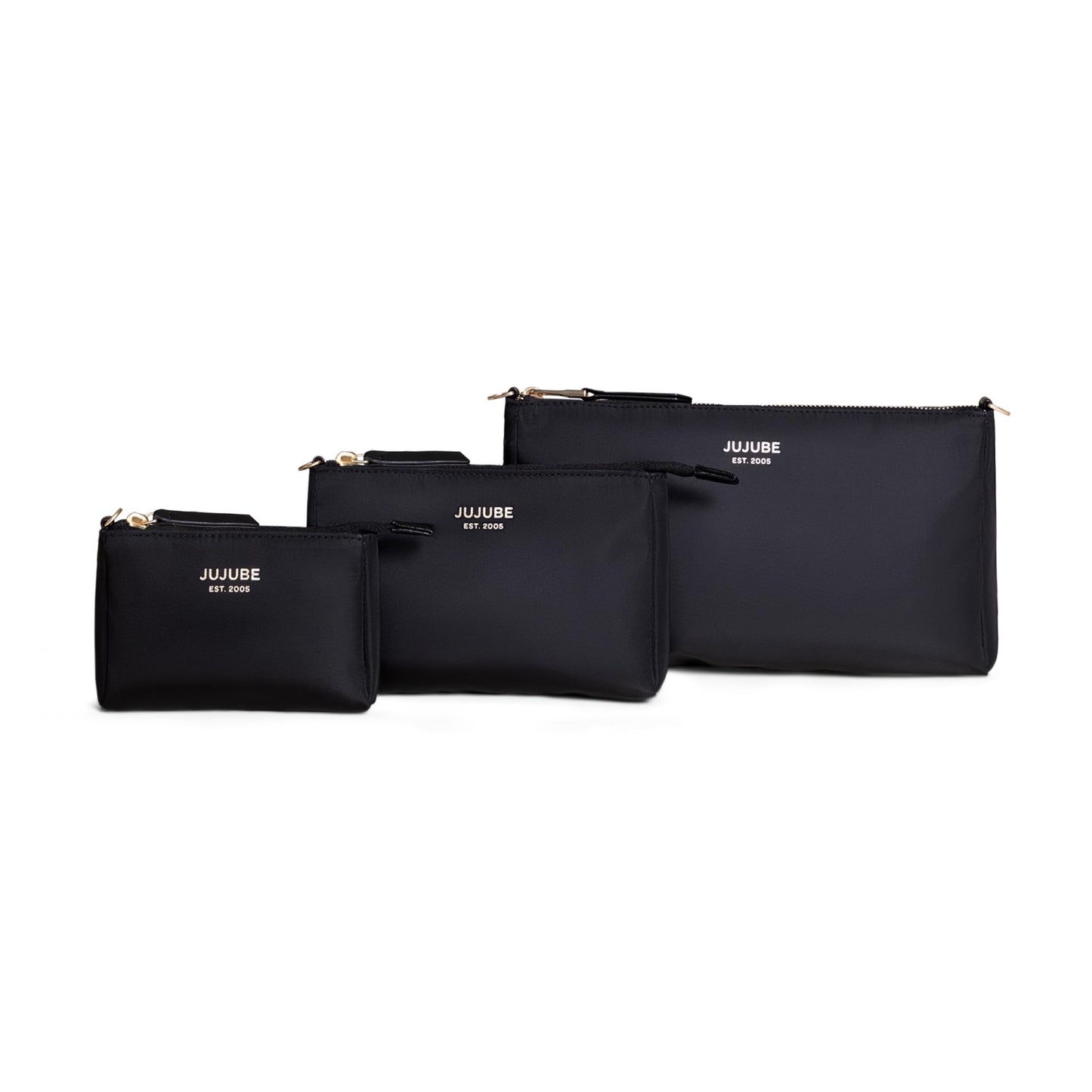 JuJuBe New 3-Piece Pouch Set, Diaper Bag Organizing Pouches, Convertible to Small Purse with Crossbody Strap, Zipper Cosmetic or