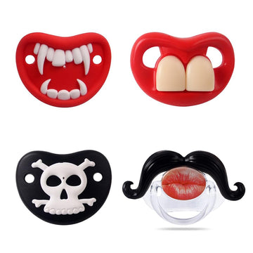 Intatikoo Funny Baby Pacifiers,Mustache Pacifiers For Babies 0-36 Months,Baby Teeth And Vampire Pacifier Funny Pacifiers For Boy