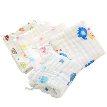 Baby Station Muslin Cotton Face Towels For Newborn Baby Extra Soft Hankies Reusable Napkins For Infants Toddlers (Pack Of 5) Whi