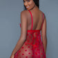 Plus Size Valentine Mesh Babydoll Set Red 2X