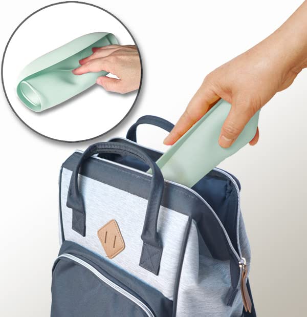 Ymcf Products 2-Pack Waterproof Silicone Baby Bib Lightweight Comfortable Easy-Wipe Clean (Beige/Sage, Large)