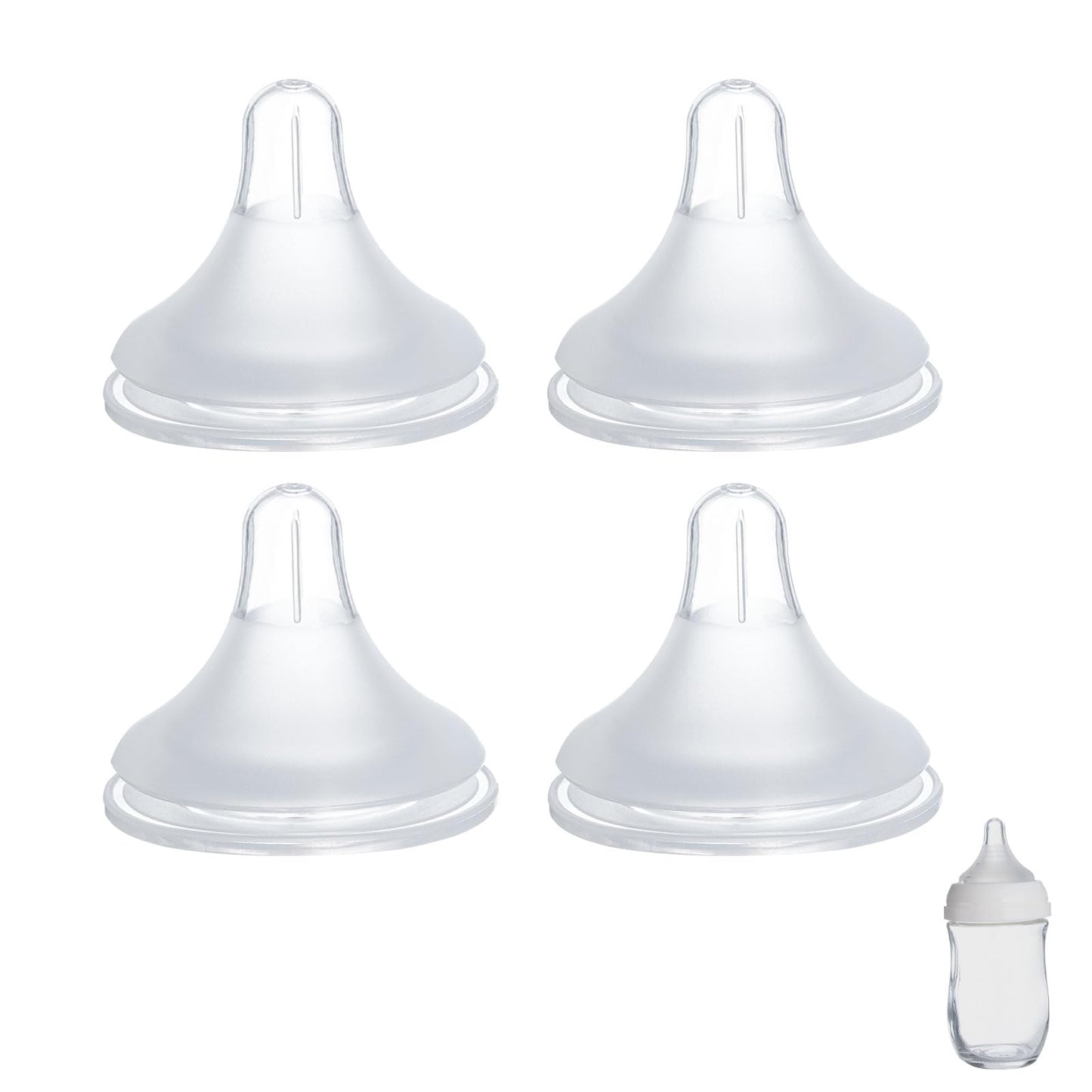 4-Pack Bottle Nipples Compatible With Gulicola Natural Glass Bottle, Soft Silicone Nipples (L, Fast Flow)