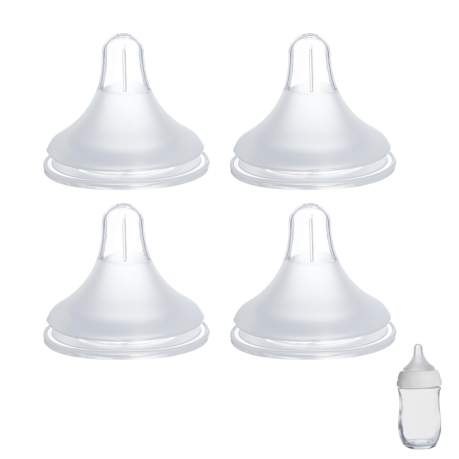 4-Pack Bottle Nipples Compatible With Gulicola Natural Glass Bottle, Soft Silicone Nipples (L, Fast Flow)