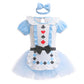 NEWEPIE Alice in Wonderland Princess Costume for Baby Girls Halloween Outifts Birthday Romper Tutu Dress w/Headband