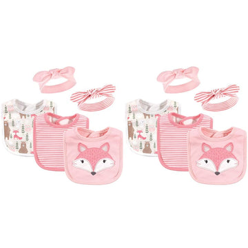Hudson Baby Unisex Baby Cotton Bib And Headband Or Caps Set, Miss Fox, One Size
