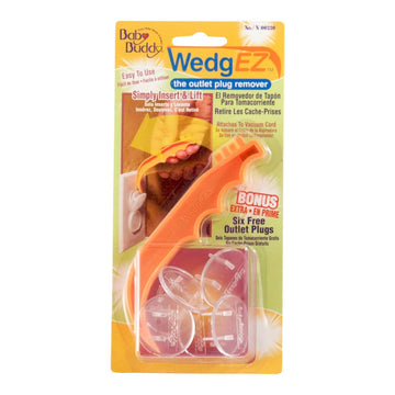Baby Buddy WedgEZ Outlet Plug Remover with 6 Bonus Plugs, Orange/Clear