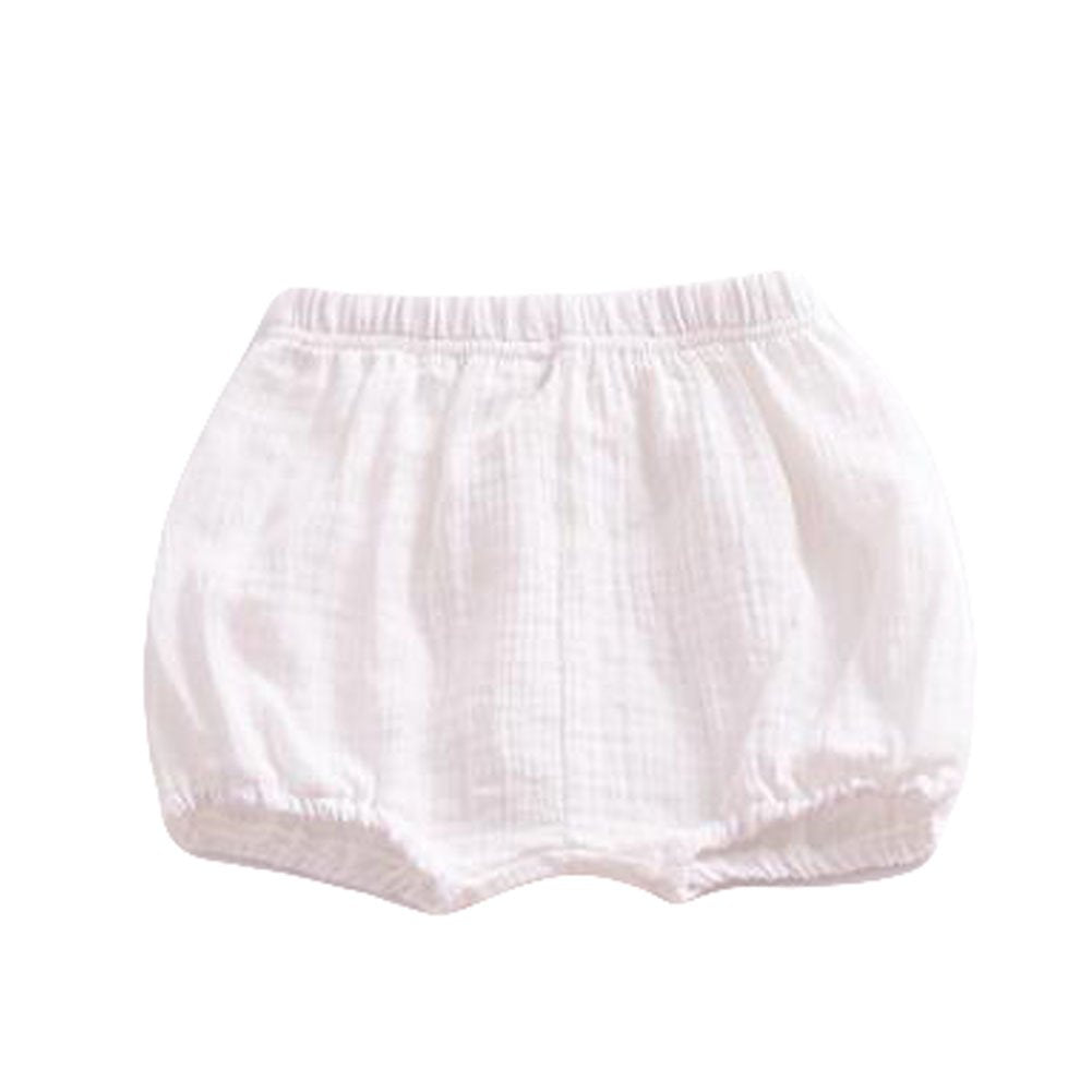 Looly Baby Bloomers Unisex Baby Girls Boys Cotton Linen Blend Shorts (100, White)