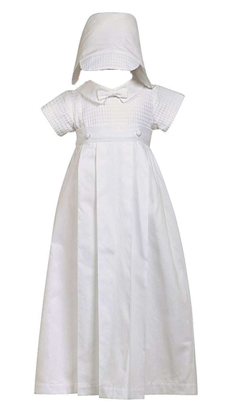 Swea Pea & Lilli 2-Piece 100% Cotton White Weaved Romper With Detachable Gown, 3-6 Month (8-12 Lbs)