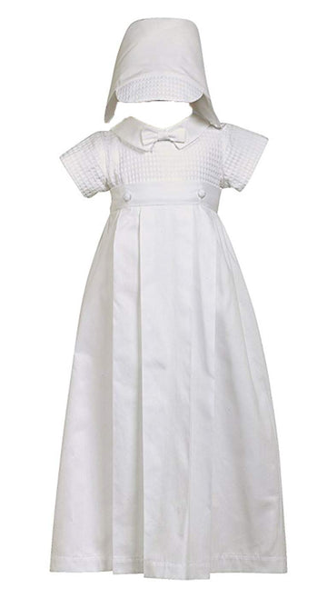 Swea Pea & Lilli 2-Piece 100% Cotton White Weaved Romper With Detachable Gown, 3-6 Month (8-12 Lbs)