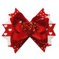 Red Valentine Grosgrain Ribbon Hair Bow Clips Bowknot Hair Barrettes. (Red Heart)