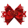 Red Valentine Grosgrain Ribbon Hair Bow Clips Bowknot Hair Barrettes. (Red Heart)