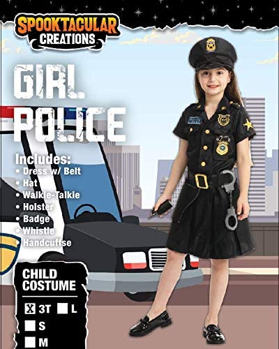 Spooktacular Creations Police Officer Girl Cop Costume Outfit Set For Halloween Dress Up Party, Role-Playing, Carnival Cosplay,