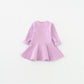 Csbks Toddler Baby Girls Long Sleeve Cotton Dress Solid Ruffle Tops 12 Months Purple