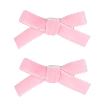 Cute 3.2' Pink Assorted Velvet Bow Hair Clips For Baby Girls, Toddlers, Kids, And Teens - 2 Pack