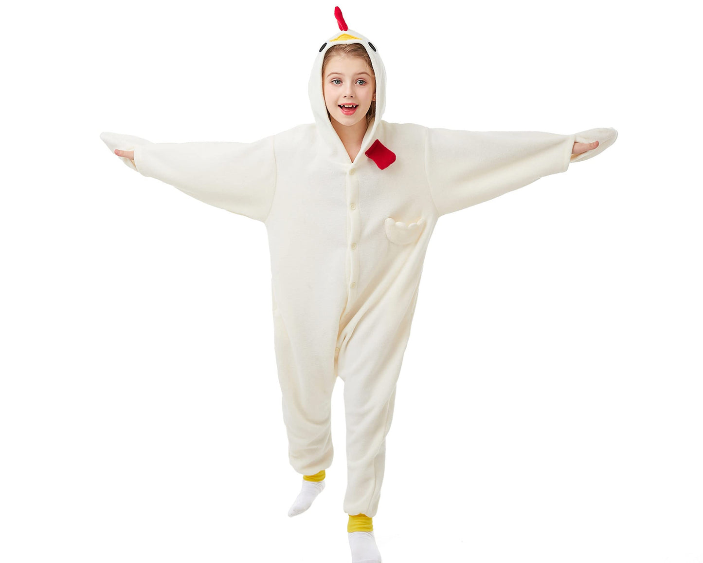 Canasour Chicken Onesie Kids Halloween Cosplay Costume Girls One Piece Rooster Pjs Anime Unisex Hoodie Pajamas For 6-8 Years Boy