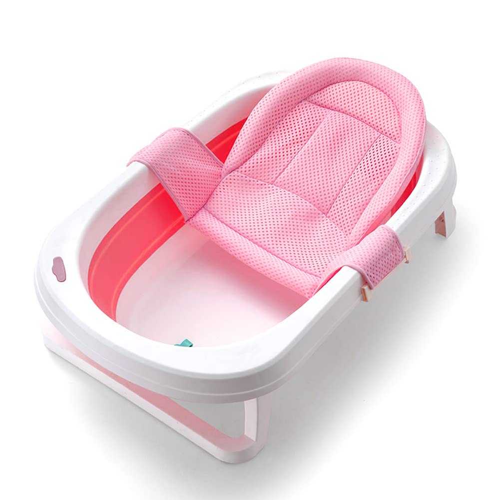Breathable Mesh Newborn Baby Bath Mat Baby Tub Pillow Adjustable Non-Slip Bath Seat Pad Bath Cushion for Bathtub for 0-18 Months