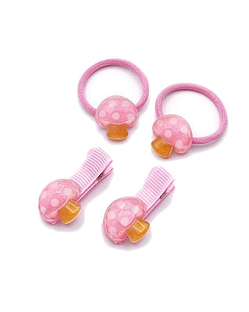 Baby Girls Mushroom Hair Clips Baby Mini Mushroom Hair Pin Kids Small Mushroom Tiny Hairclips BBW03 (4 Pcs-Pink)