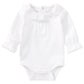 Pureborn Baby Girls Organic Cotton Bodysuit Infant Girl Ruffled Collar Long Sleeve White Spring Fall 12-18 Months