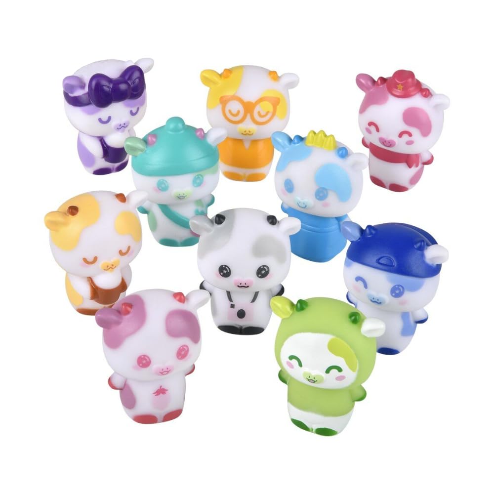 Ten (10) 2 Rubber Bath Toys Animals with Costumes (Cows in Costume)