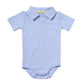 Teach Leanbh Baby Boys Pure Color Cotton Short Long Sleeve Polo Bodysuit 3-24 Months (Babu Blue, 18 Months)