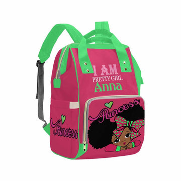 Artsadd Customized Diaper Bag Mommy Nappy Bags, Personalized Pretty Pink Green Handbags Large Capacity Multi-Function Nursing Ba
