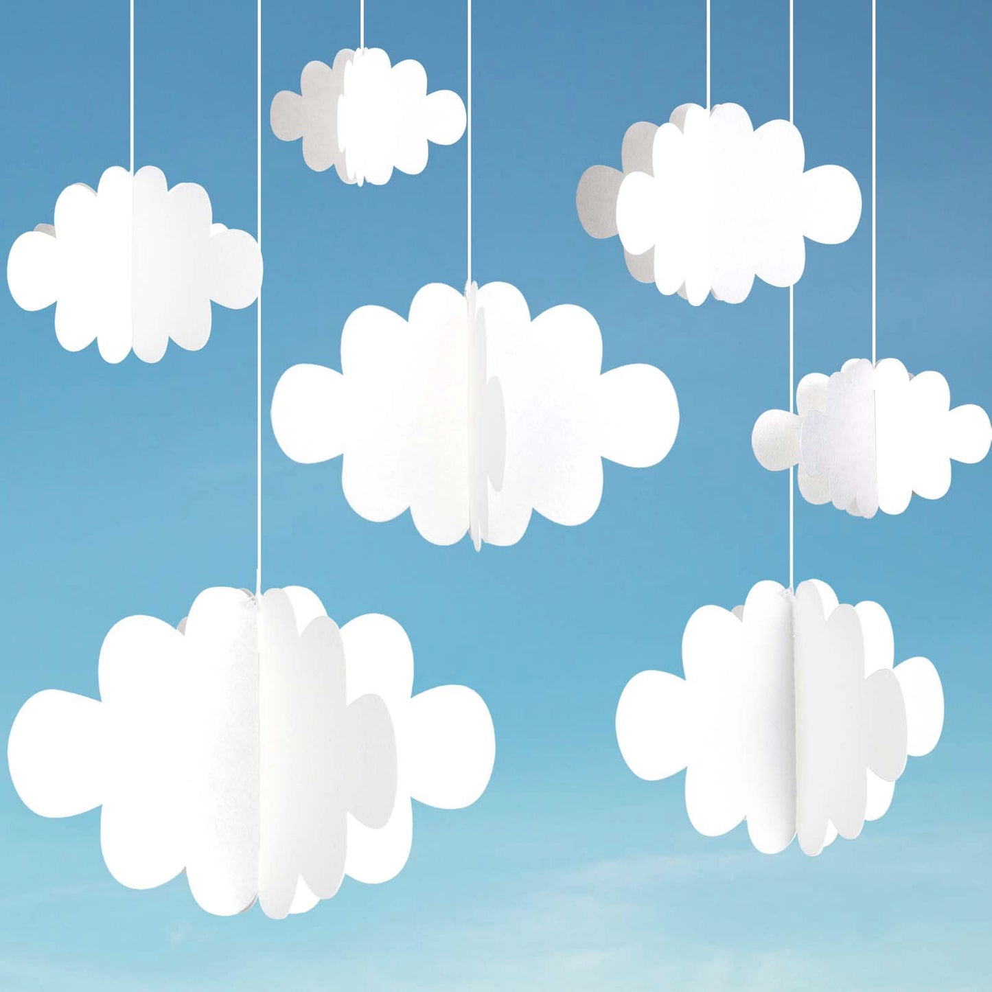 Ayfjovs 10 PCS 3D Cloud Decorations - White Hanging Clouds for Ceiling, Party Decorations, Ornaments, Wedding, Nursery, Children