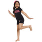 Tales & Stories Girls Black Cotton Stripes Night Suit Set41450223YBL