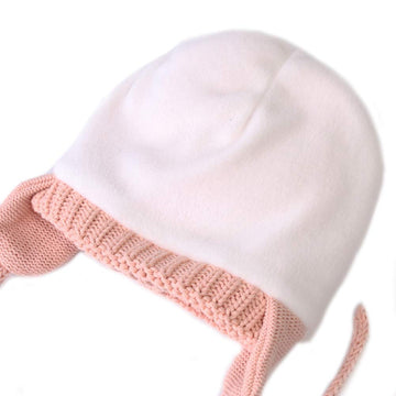 Baby Girls Beanie Earflaps Hat - Infant Toddler Soft Warm Knit Hat Kids Winter Hat With Fleece Lining (Pink,S)