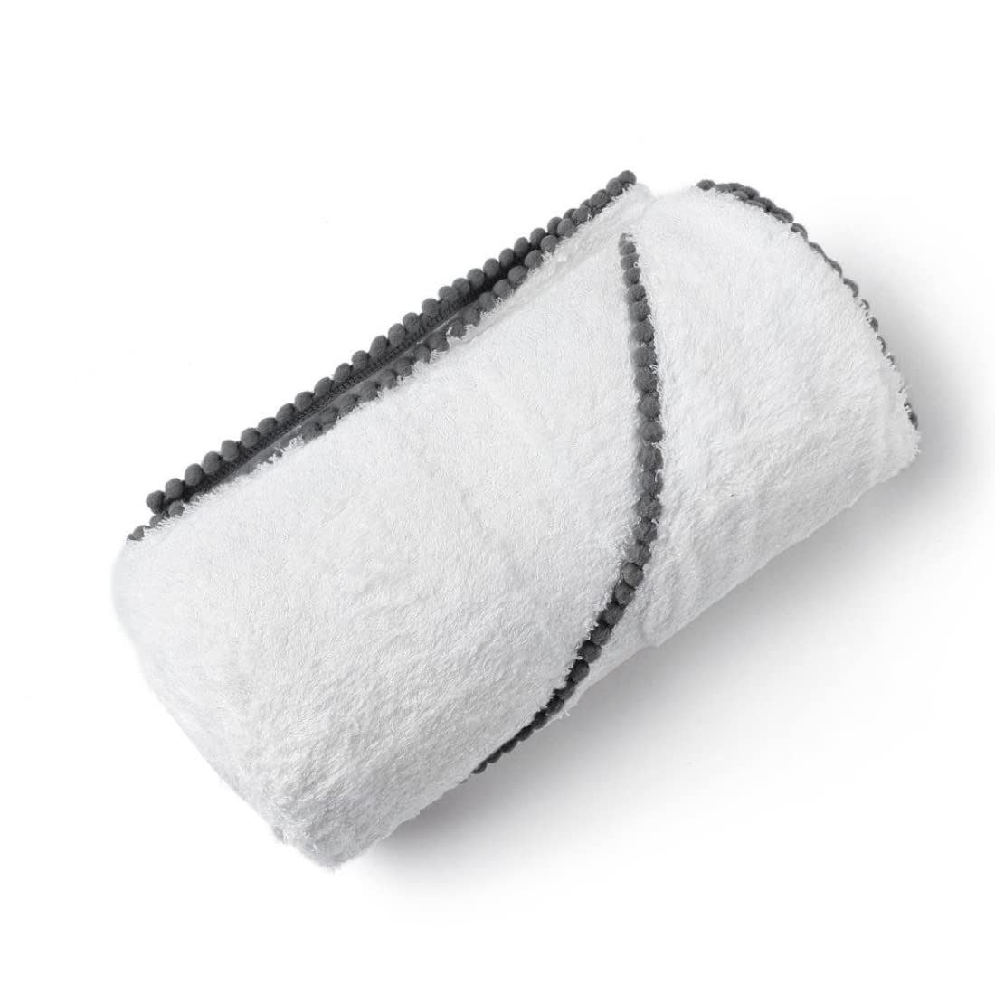 Malabar Baby Luxe Bamboo, Unisex, Baby & Toddler Bath & Beach Towel, Detailed Pom Pom Trim (Grey)