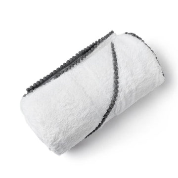 Malabar Baby Luxe Bamboo, Unisex, Baby & Toddler Bath & Beach Towel, Detailed Pom Pom Trim (Grey)