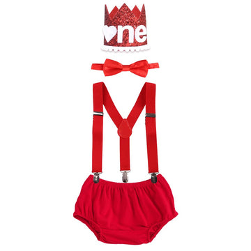 Odasdo Baby Boy My First 1St Valentine'S Day Birthday Party Cake Smash Outfit Cotton Diaper Cover Shorts Pants Y-Back Suspenders