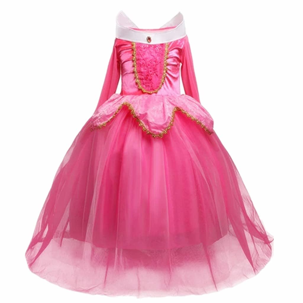 Dreamhigh Sleeping Beauty Princess Party Girls Costume Dress (Pink, 4 Years)
