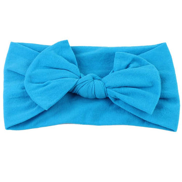 AKOAK 1 Pack Solid Color Skin-friendly Baby Headband Elastic Soft Nylon Headband Cute Baby Bow Headband (Blue)