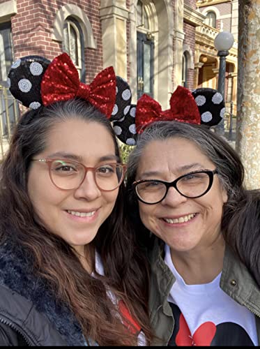 Clgift Iridescent Rainbow Sparkle Mouse Ears, Sequin Minnie Ears In Various Colors