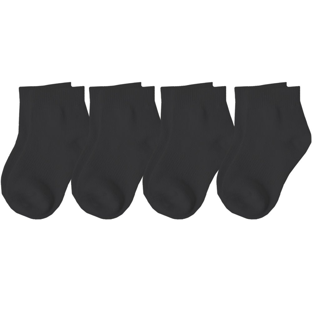 Judanzy 4 Pack Ankle Socks With Arch Support For Babies, Toddlers & Kids Ages 0-8 Years (4-6 Years, Black)