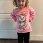 Retsugo Toddler Girls Clothes 2 Piece Girls Cat Outfit Kitten Sweater Crewneck Sweatshirts And Paw Print Cat Pants Leggings Pink