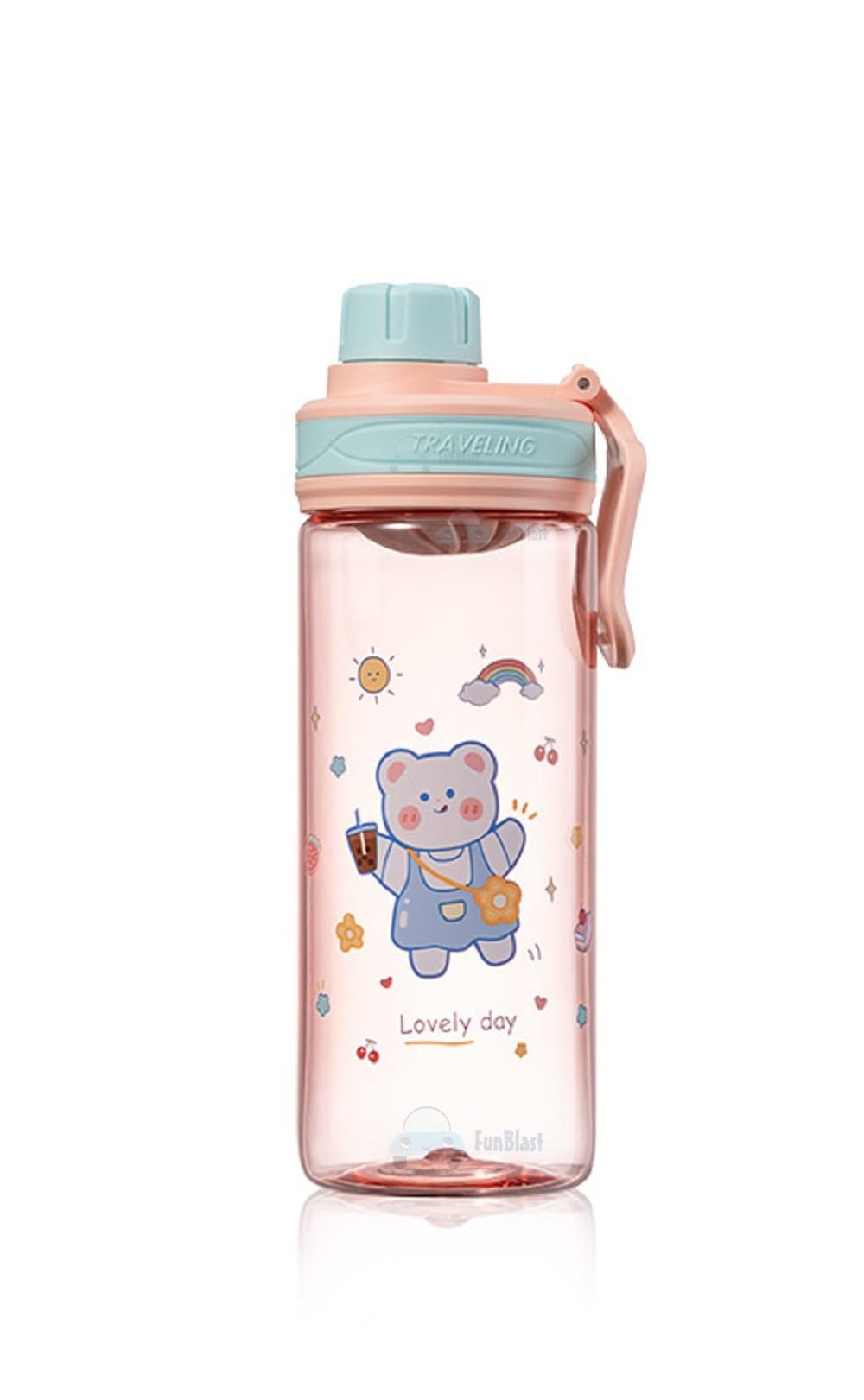 FunBlast Cartoon Water Bottle for Kids, 550 ml BPA Free, AntiLeak for Boys/Girls (550 Milliliters)  Polypropylene & Polycarbon