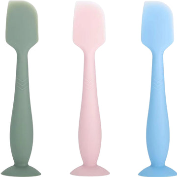 Yueyuejia Baby Diaper Cream Spatula 3 Pack Soft Silicone Butt Paste Spatula Diaper Cream Applicator With Suction Cup Base (Blue,