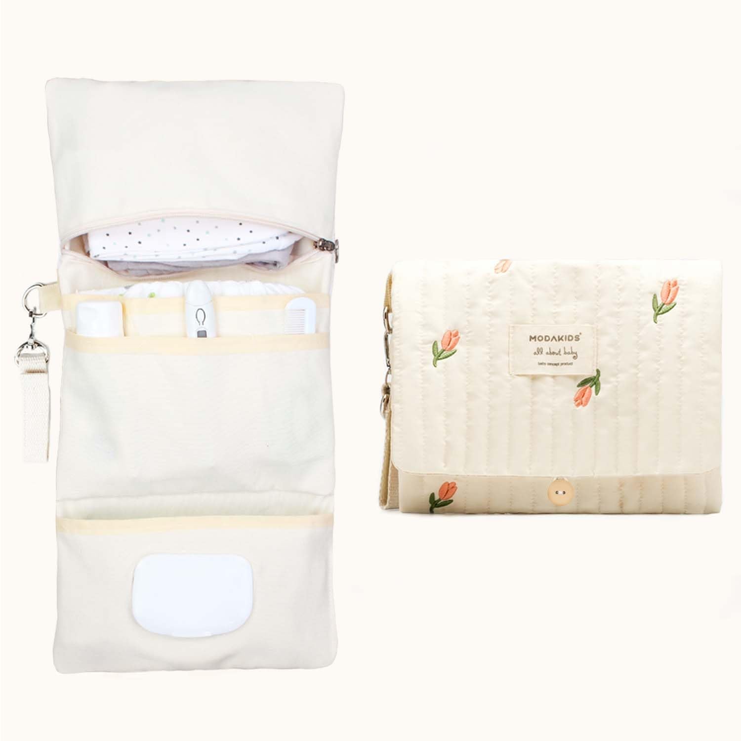 MODAKIDS Baby Bag Organizer, Waterproof Mini Diaper, Foldable Mom Travel Set, Diaper Bag Organizer, with Gift for Baby Shower (F