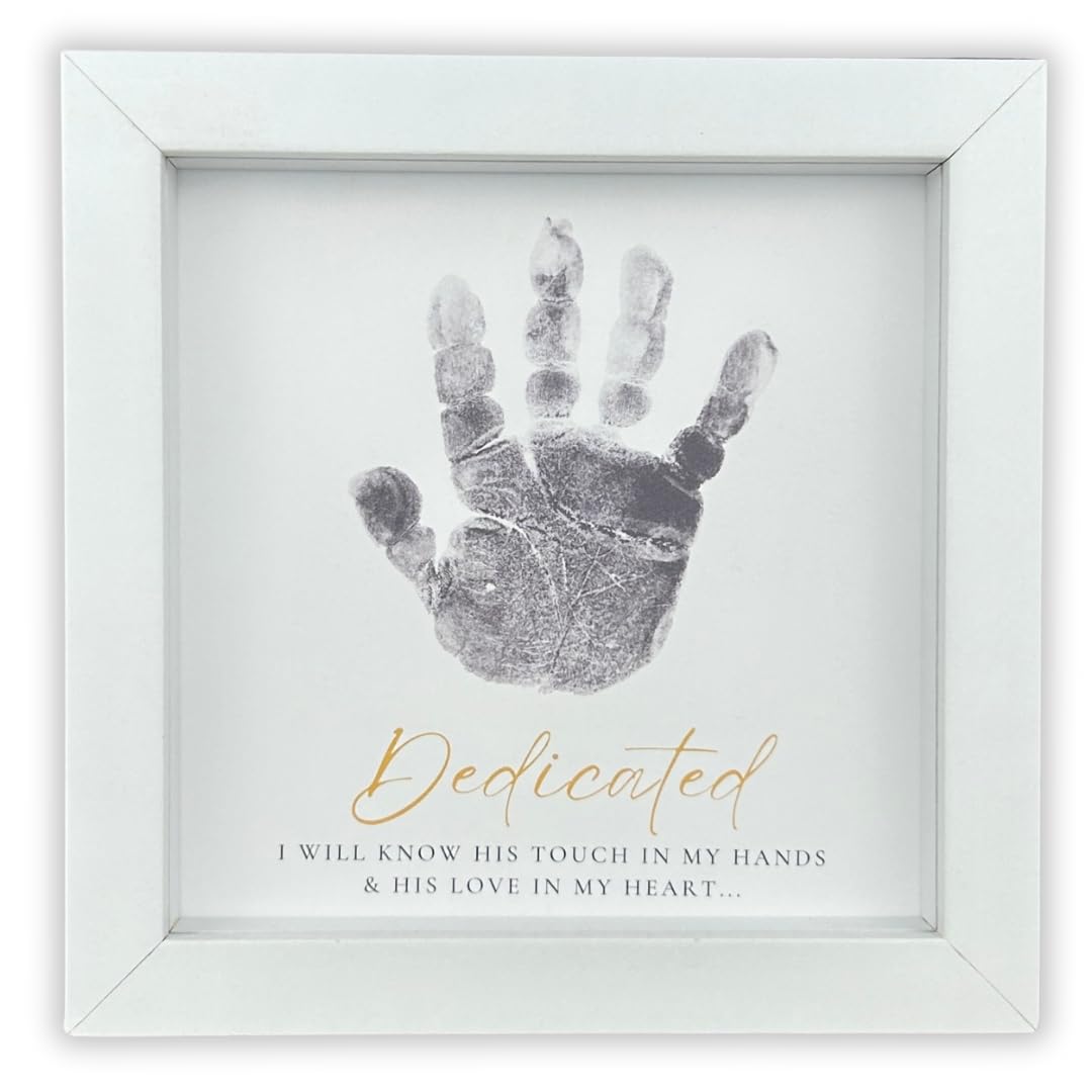 The Grandparent Gift Company- White Shadowbox Frame 6 X 6 Table Or Shelf Frame With Dedicated    Sentiment- Baby Handprint Dedic