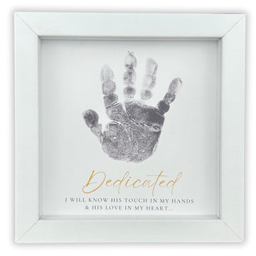 The Grandparent Gift Company- White Shadowbox Frame 6 X 6 Table Or Shelf Frame With Dedicated    Sentiment- Baby Handprint Dedic