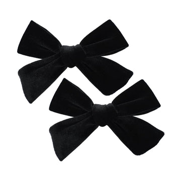 Vintage Velvet Bow Hair Clips for Baby Girl Kids Women Fall Velvet Christmas Hair Bows Barrettes Accessories (2 pcs Black)