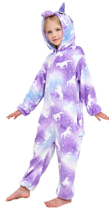 Newplush Unisex Children Unicorn Pyjamas Halloween Kids Onesie Costume (2 Yeras Older, Purple Night)